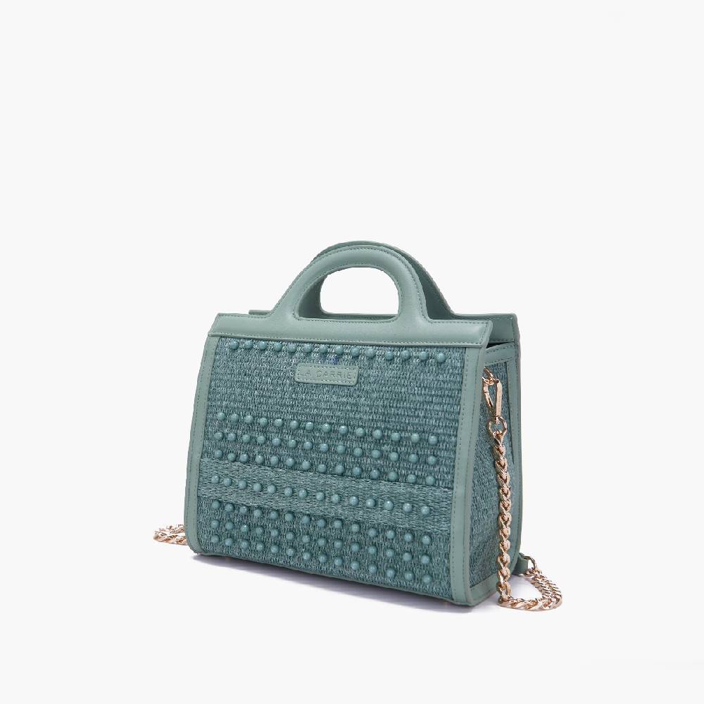 La Carrie BORSA SHOPPING MALIBU GREEN Nuovo