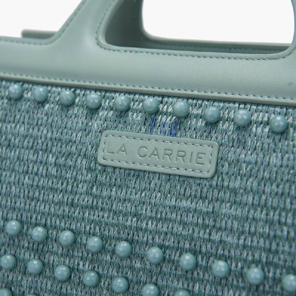 La Carrie BORSA SHOPPING MALIBU GREEN Nuovo