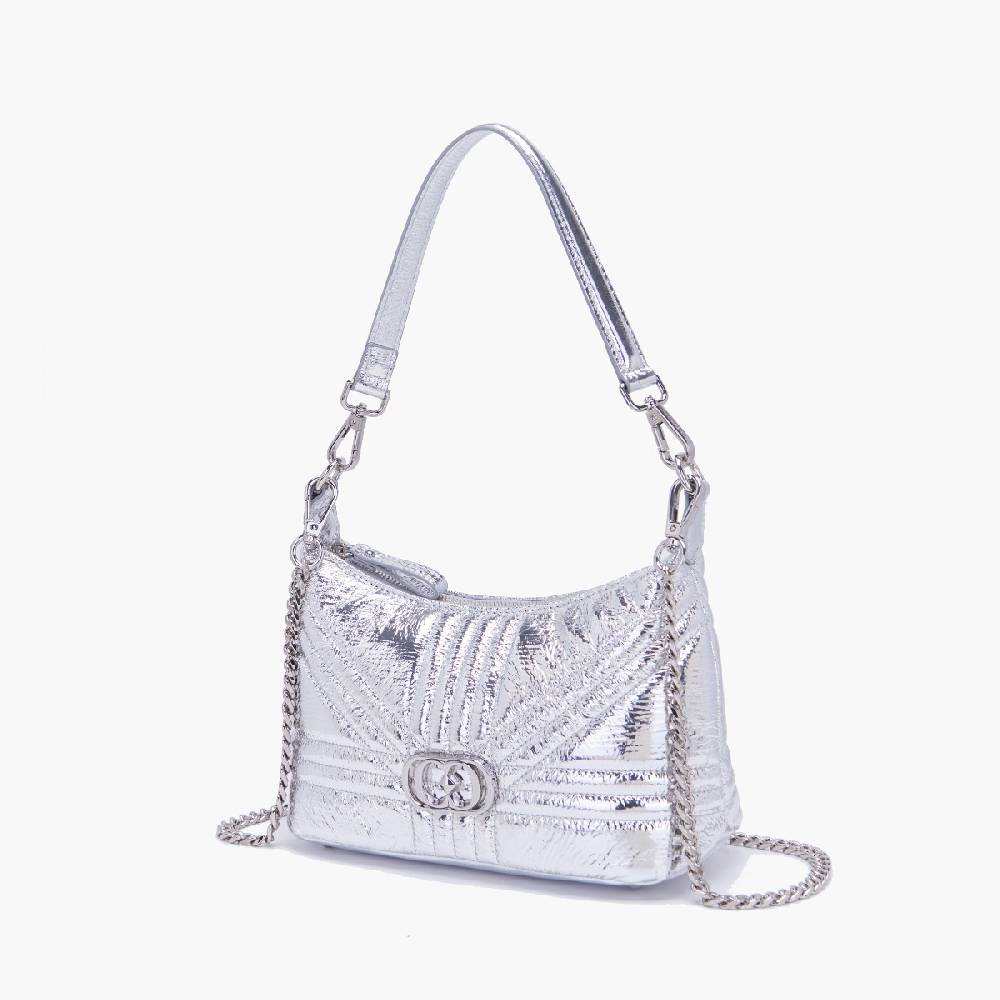 La Carrie MINI BORSA A SPALLA SHINY SILVER Affare Del Giorno