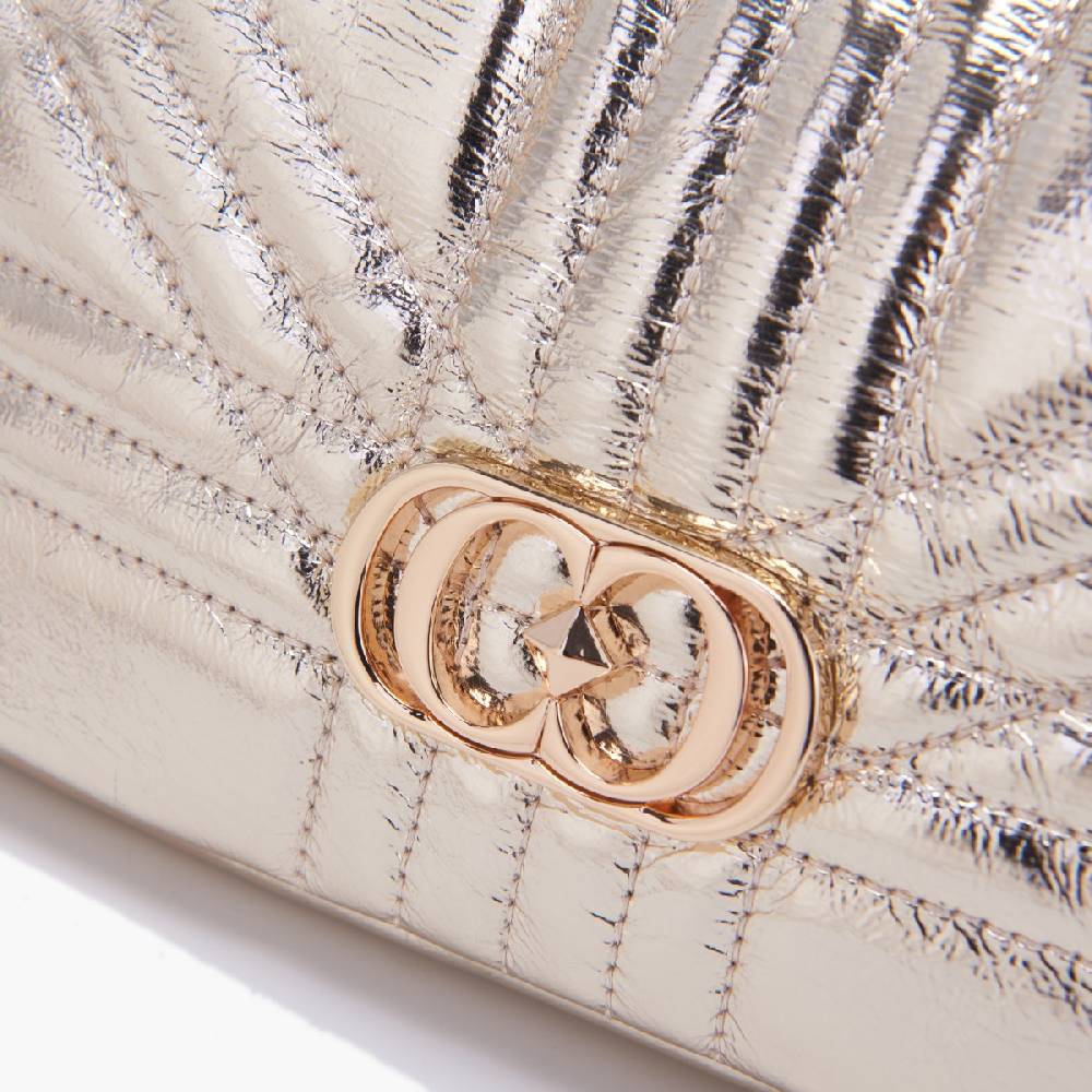 La Carrie MINI BORSA A SPALLA SHINY GOLD Prezzo Ridotto