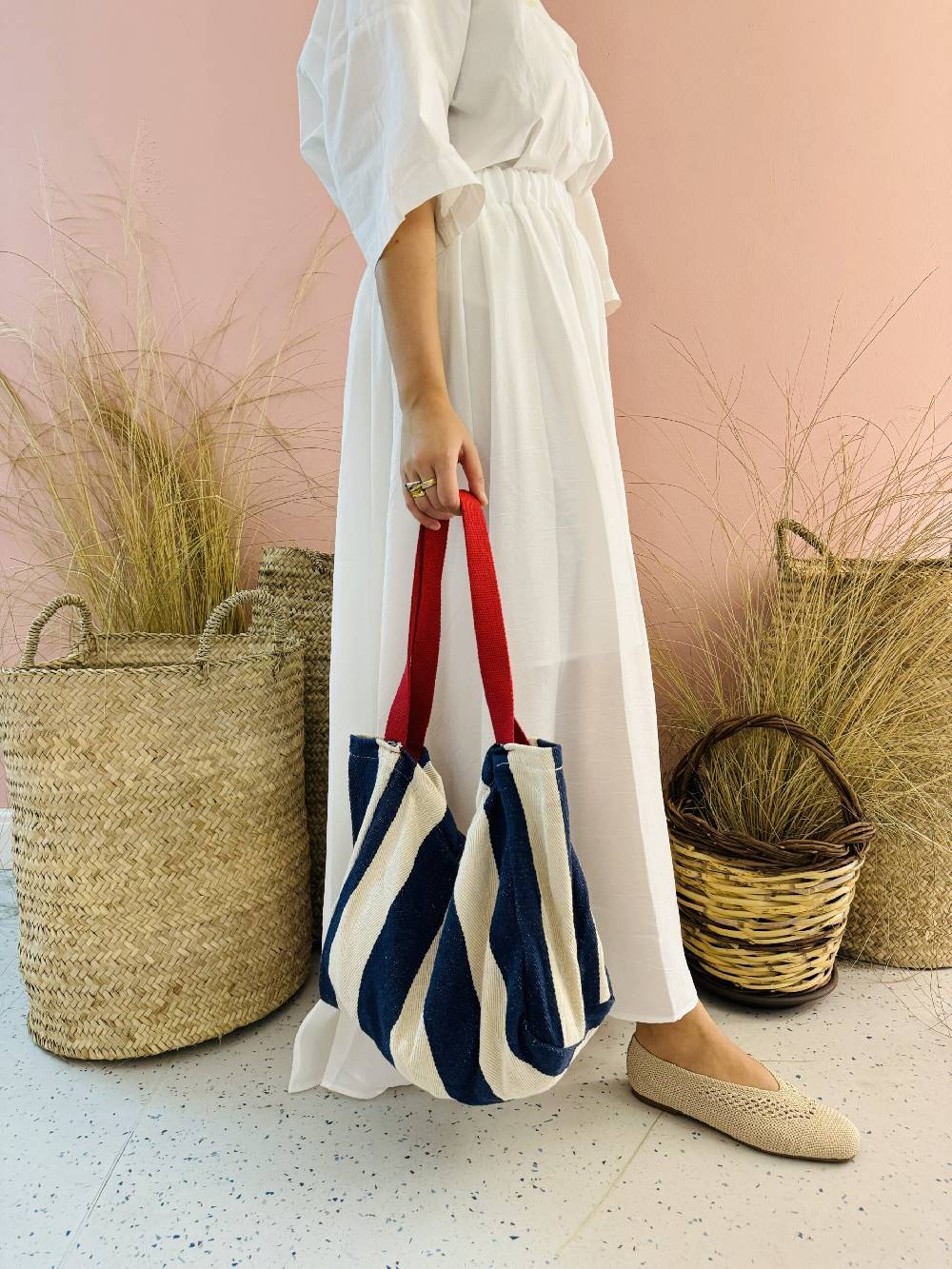 La Sellerie Portofino bag blu righe larghe Offerte