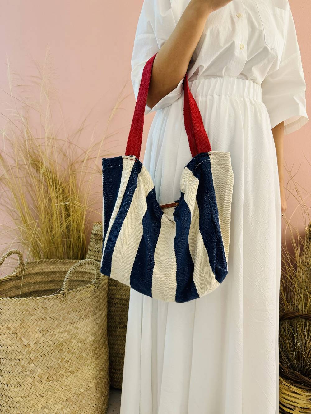 La Sellerie Portofino bag blu righe larghe Offerte