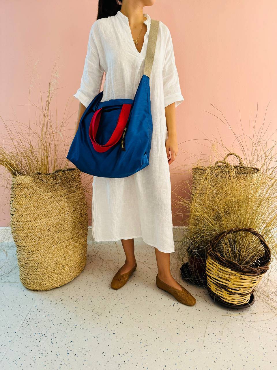 La Sellerie POP BAG Shantung blu Consegna Veloce
