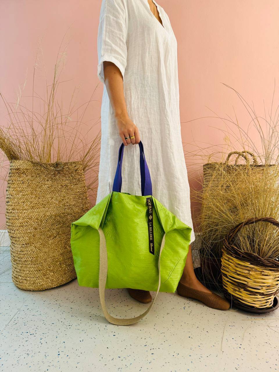 La Sellerie POP BAG Shantung verde mela