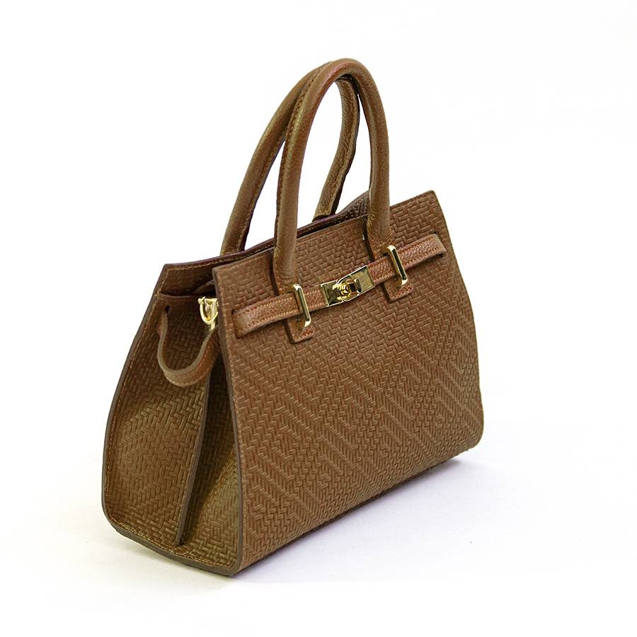 Laura Di Maggio KELLY – Borsa in pelle serigrafata cuoio In Vendita