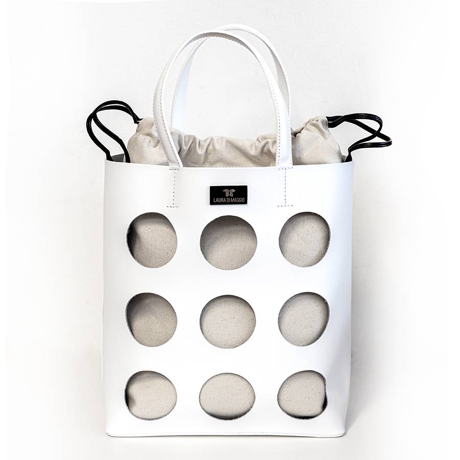 Laura Di Maggio NOAH TOTE – Borsa in pelle elegant traforata bianca Promozione