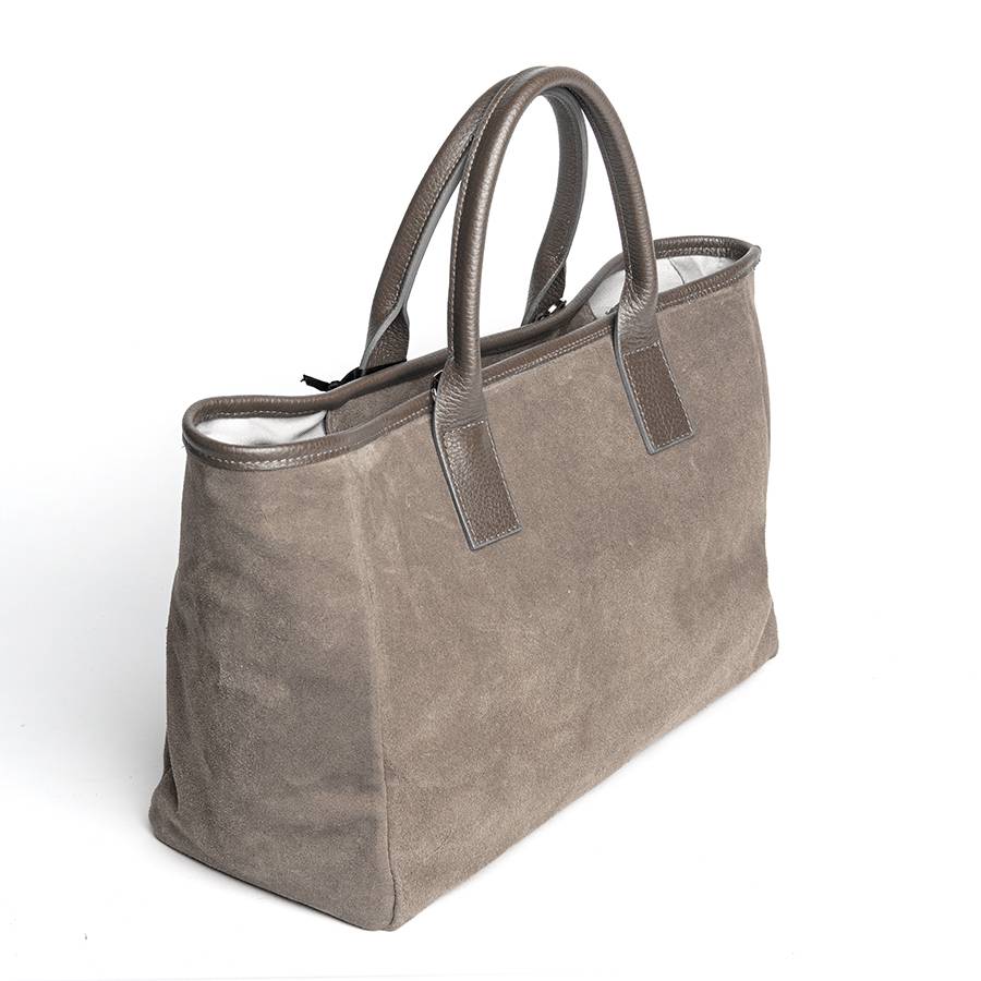Laura Di Maggio MILANO – Borsa in pelle e camoscio taupe Spedizione Gratuita