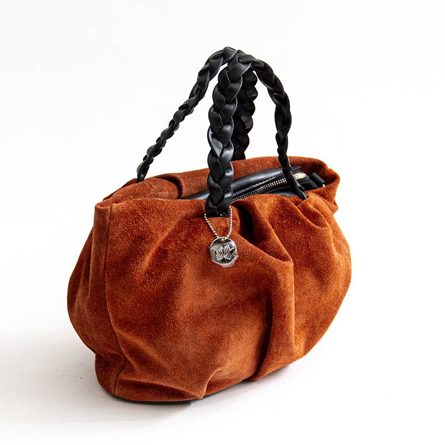 Laura Di Maggio TENDER – Bauletto con manico a treccia in camoscio mattone Negozi Online
