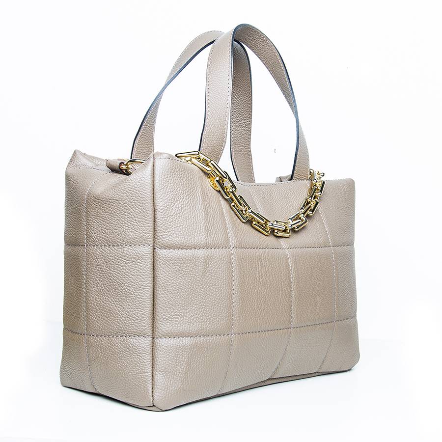 Laura Di Maggio TYRA – Borsa in pelle dollaro trapuntato beige Presa
