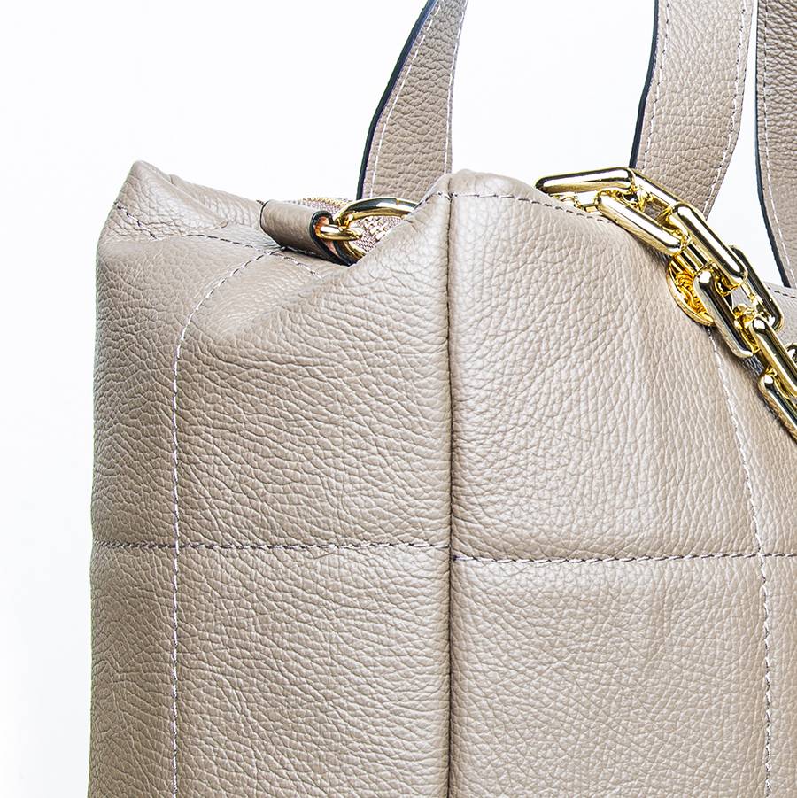 Laura Di Maggio TYRA – Borsa in pelle dollaro trapuntato beige Presa