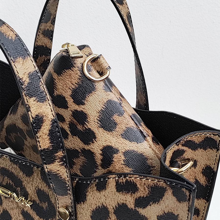 Laura Di Maggio LEOPARD BUCKET – secchiello in pelle saffiano stampata Vendita Calda