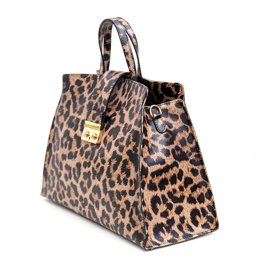Laura Di Maggio LEOPARD BIG – Borsa in pelle saffiano stampa leopardo Vendita Economica