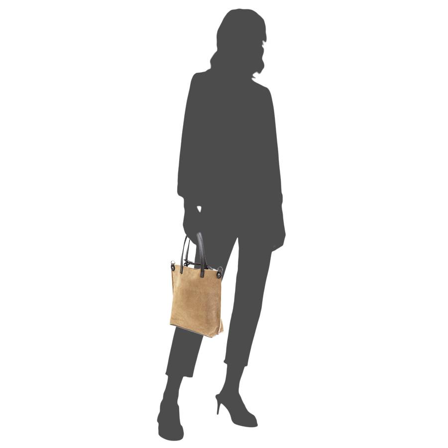 Laura Di Maggio TRUDI – borsa in camoscio ed eco montone taupe Saldi Di Fabbrica