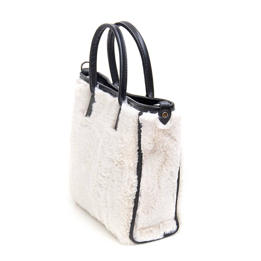 Laura Di Maggio MOSCA – Borsa in pelo ecologico e pelle soft panna Negozio