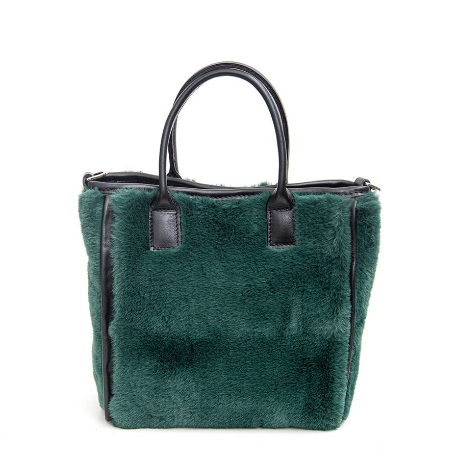 Laura Di Maggio MOSCA – Borsa in pelo ecologico e pelle soft verde In Saldo