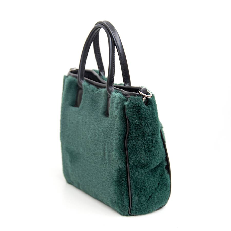 Laura Di Maggio MOSCA – Borsa in pelo ecologico e pelle soft verde In Saldo