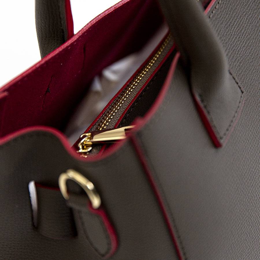 Laura Di Maggio IRINA – Tote in pelle testa di moro e interno rosso Italia