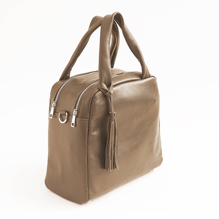 Laura Di Maggio SARA – bauletto a due zip in pelle taupe Acquista Ora