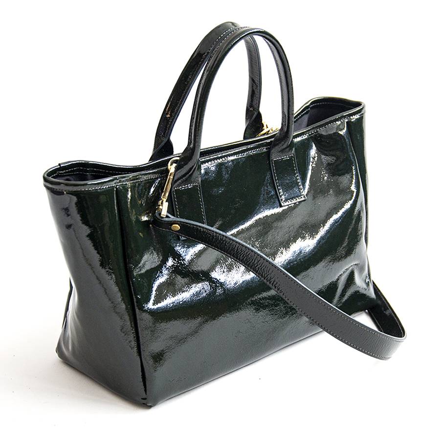 Laura Di Maggio MILANO VERNICE – borsa in pelle verniciata verdone Shopping Online