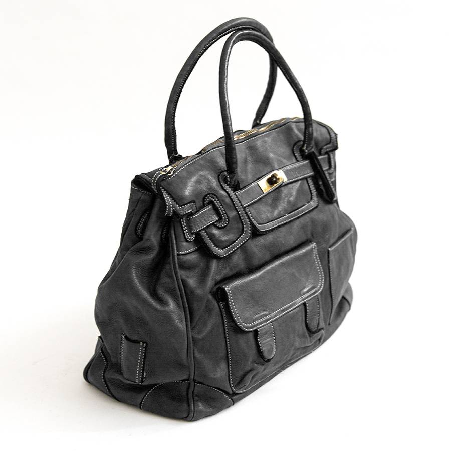 Laura Di Maggio GINEVRA – borsa in pelle slavata nera Prezzo Ridotto