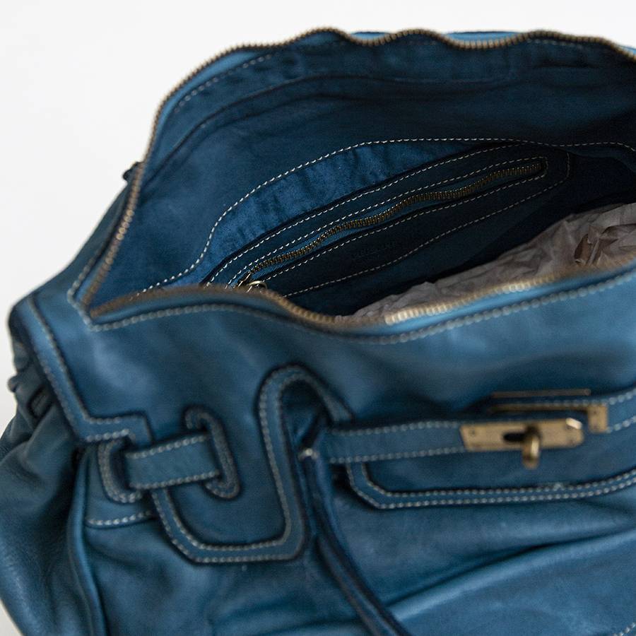 Laura Di Maggio GINEVRA – borsa in pelle slavata petrolio Sottocosto