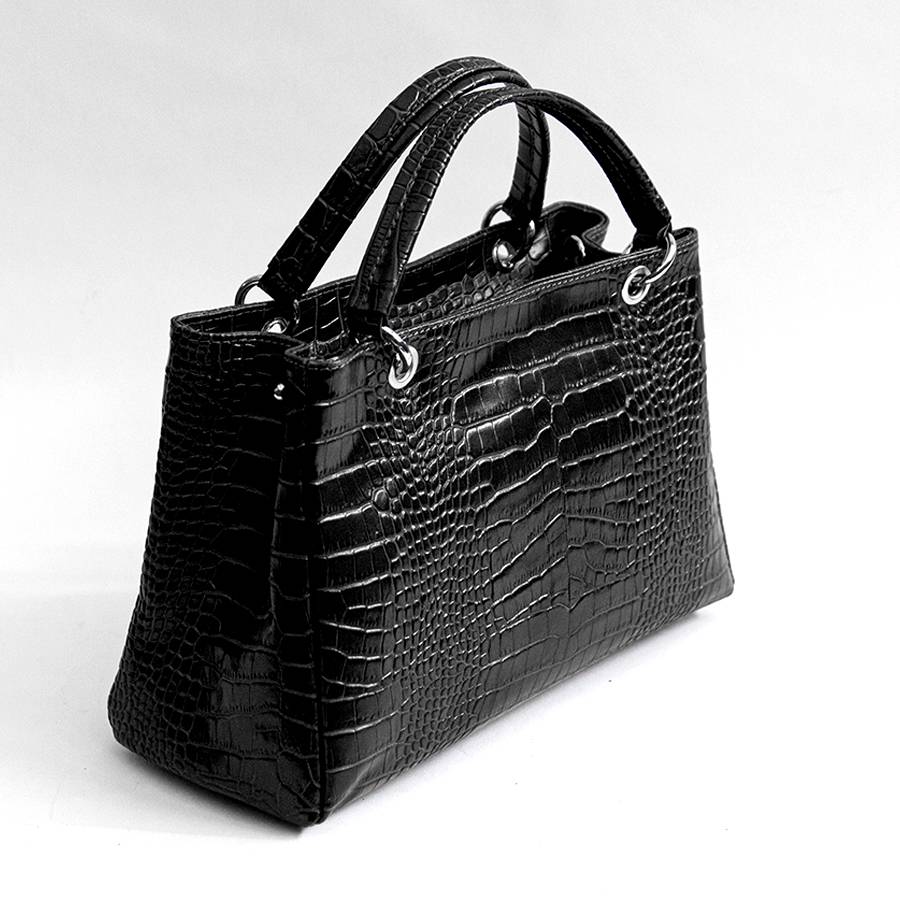 Laura Di Maggio MISTY – bauletto in pelle stampa cocco nero Economico