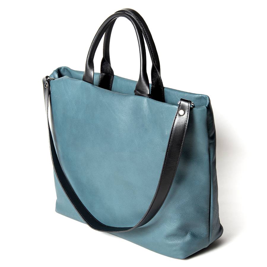 Laura Di Maggio IOLE – shopping in pelle nappa petrolio Vendita Economica