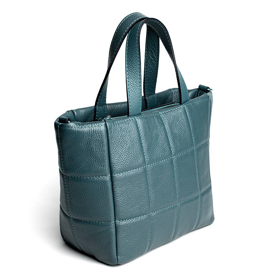 Laura Di Maggio AZZURRA – Tote bag in pelle trapuntata petrolio Saldi Di Fabbrica