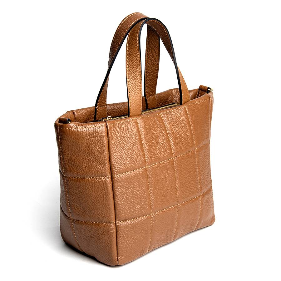 Laura Di Maggio AZZURRA – Tote bag in pelle trapuntata cuoio I Più Venduti