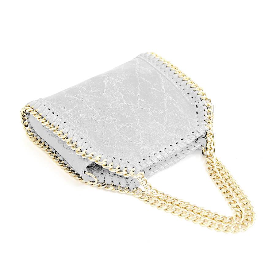 Laura Di Maggio LUMI – Borsa con catene in pelle vintage bianca Acquista Ora
