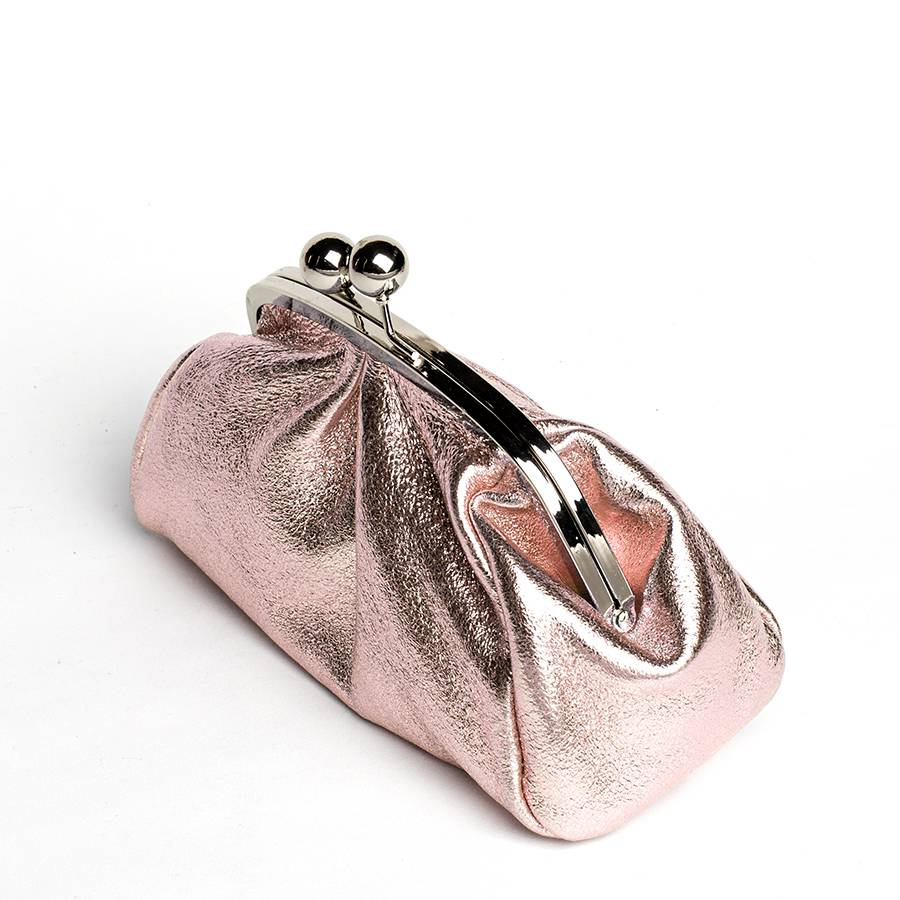 Laura Di Maggio CLUTCH – borsetta in pelle laminata cipria In Linea