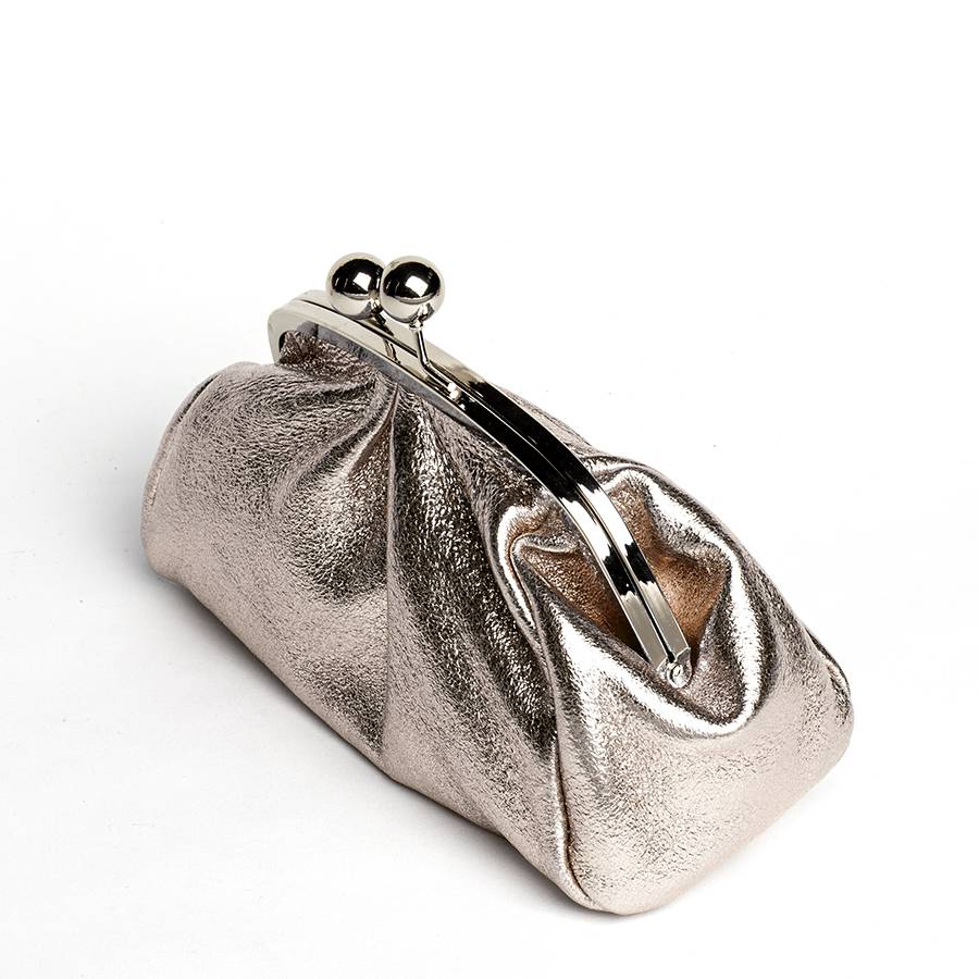 Laura Di Maggio CLUTCH – borsetta in pelle laminata bronzo Nuovo