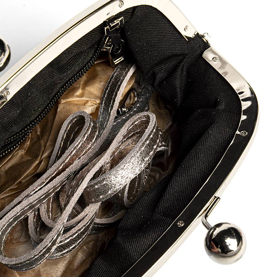 Laura Di Maggio CLUTCH – borsetta in pelle laminata bronzo Nuovo