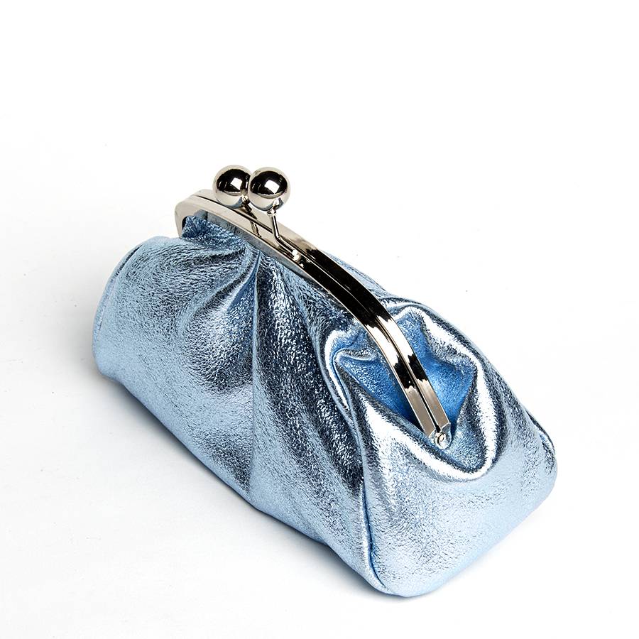 Laura Di Maggio CLUTCH – borsetta in pelle laminata azzurra Qualità