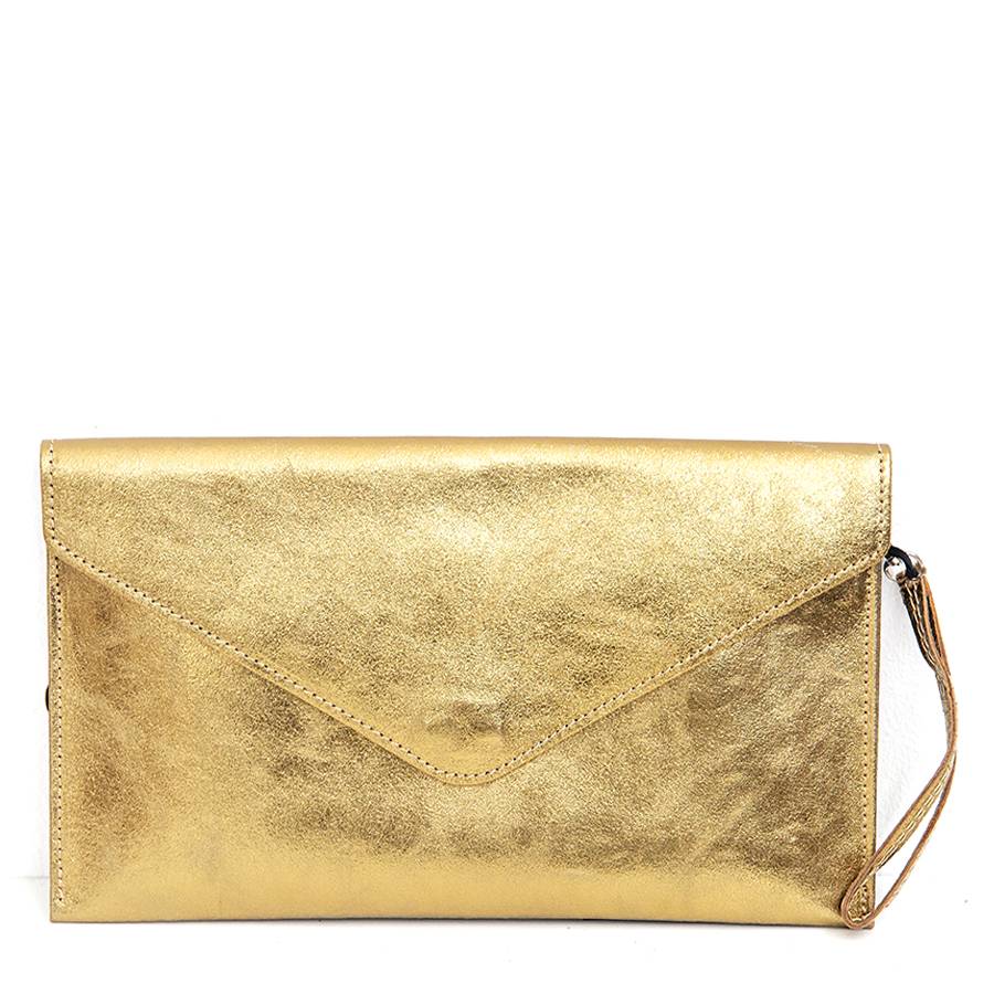 Laura Di Maggio BUSTA – Postina in pelle laminata oro Pezzi Unici