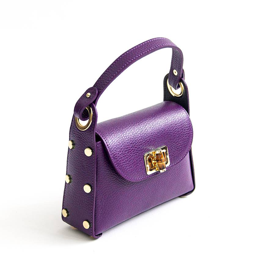 Laura Di Maggio BAMBU’ – borsetta con borchie in pelle viola Negozi Online
