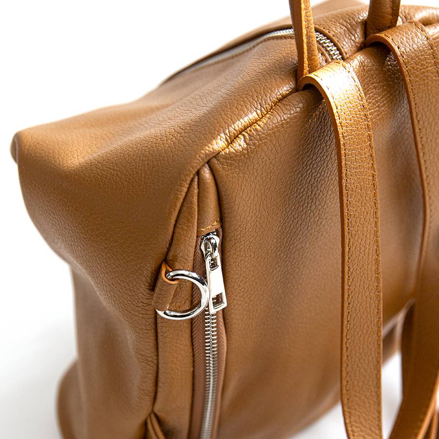 Laura Di Maggio FLIP – Zaino con zip in pelle cuoio Fino Al -60%
