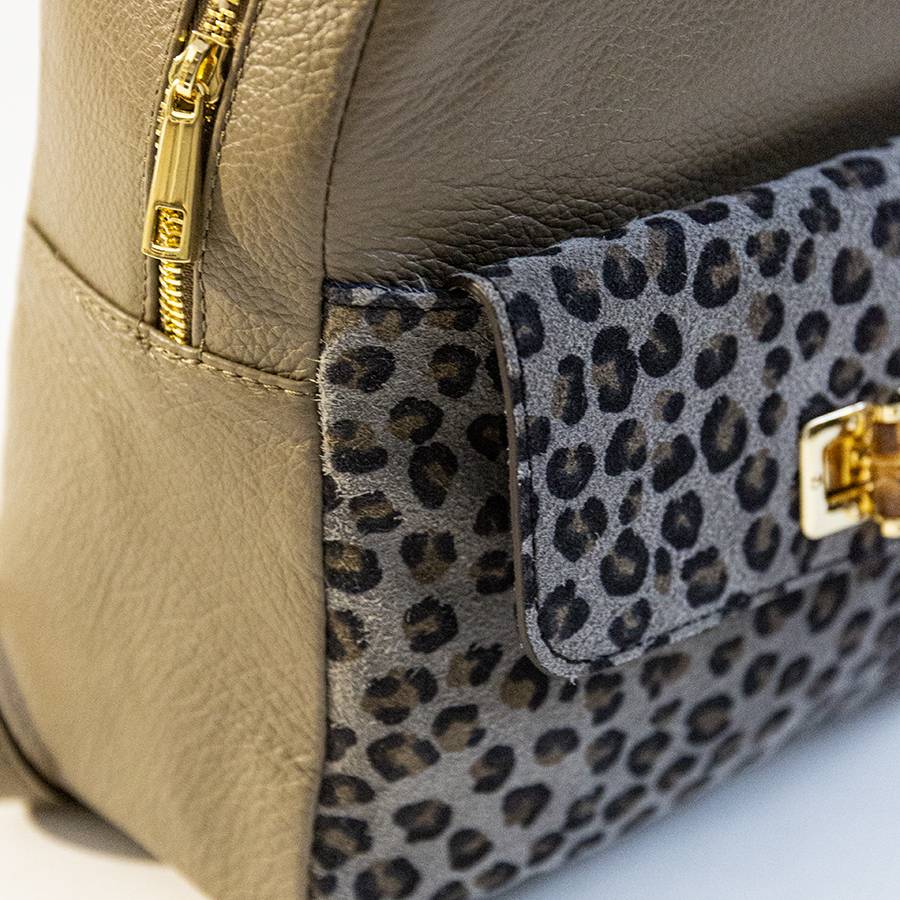 Laura Di Maggio NEMO – Zaino in pelle taupe & leopard Offerta