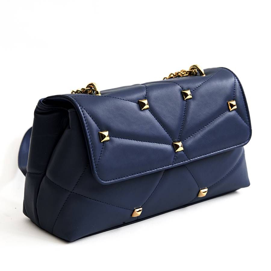 Laura Di Maggio MUSA – borsa in pelle nappa trapuntata con borchie notte Promozione
