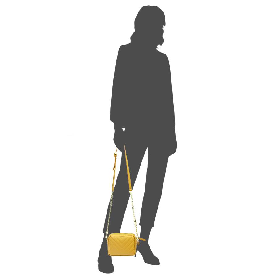 Laura Di Maggio COCCA – Borsa da Sera in Pelle Soft Trapuntato – Senape Prezzo Ridotto