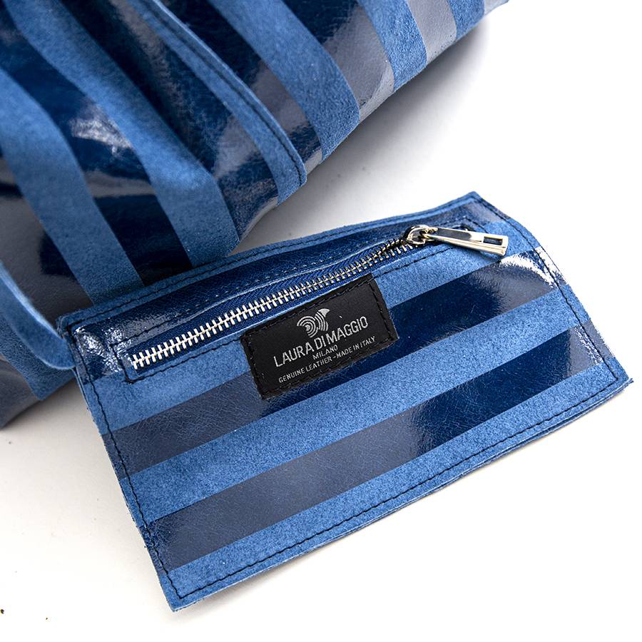 Laura Di Maggio LE SAC – sacca in pelle a righe blu Moda