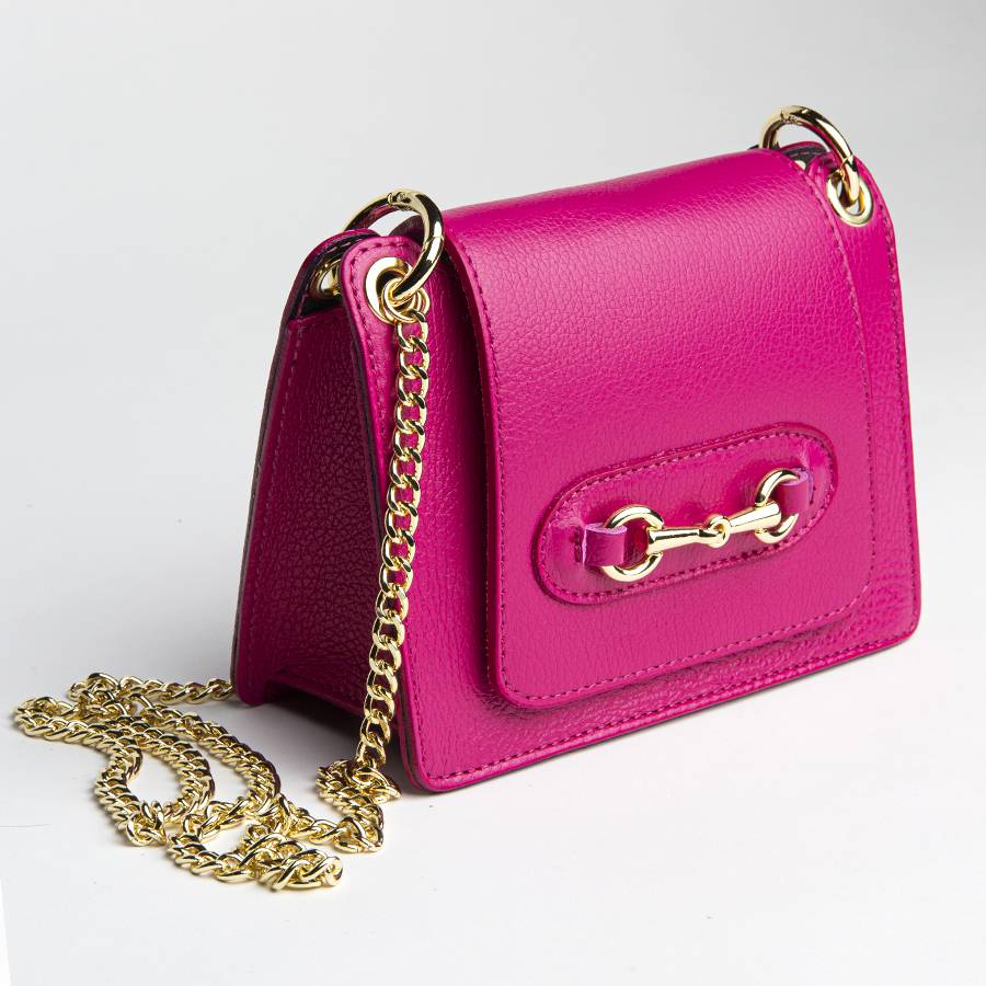 Laura Di Maggio FIONA – postina in pelle con morsetto fucsia Italy