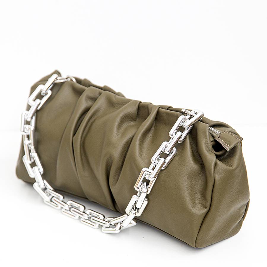 Laura Di Maggio MUFFIN – Borsa in pelle nappa verde oliva In Linea