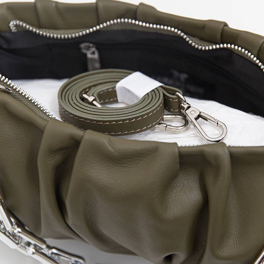 Laura Di Maggio MUFFIN – Borsa in pelle nappa verde oliva In Linea