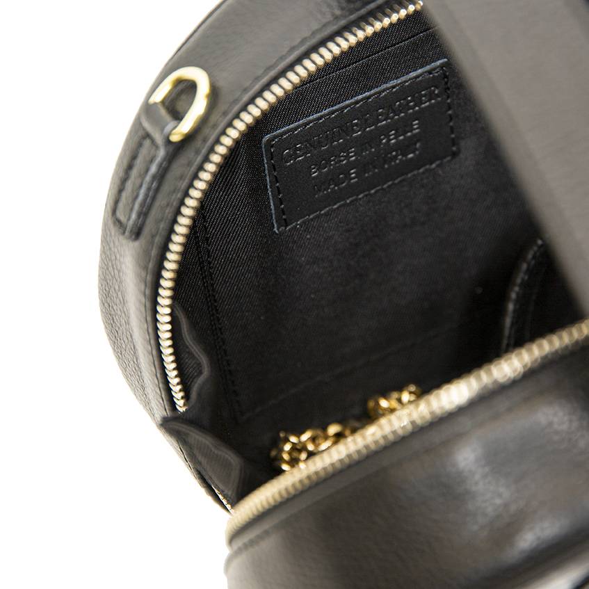 Laura Di Maggio LADY – Borsa circolare in pelle stampa cocco nera Qualità