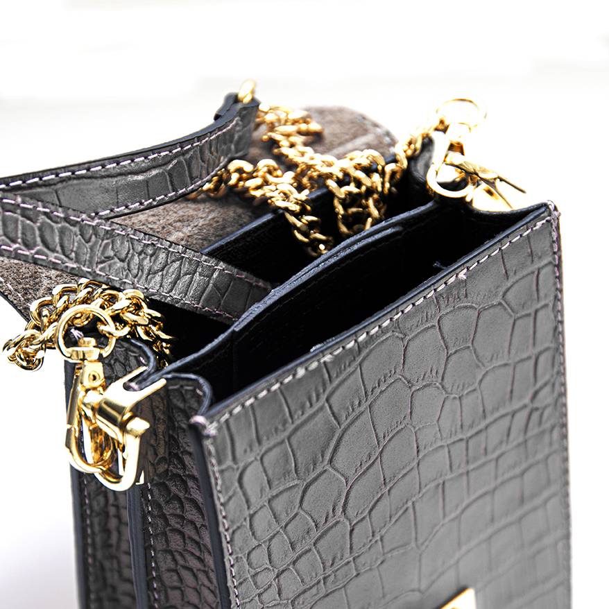 Laura Di Maggio SOIRÉE – Borsa da Sera in Pelle Stampa Cocco – Nero Promozione