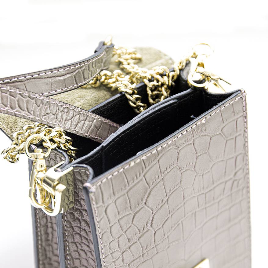 Laura Di Maggio SOIRÉE – Borsa da Sera in Pelle Stampa Cocco – Taupe Spedizione Gratuita