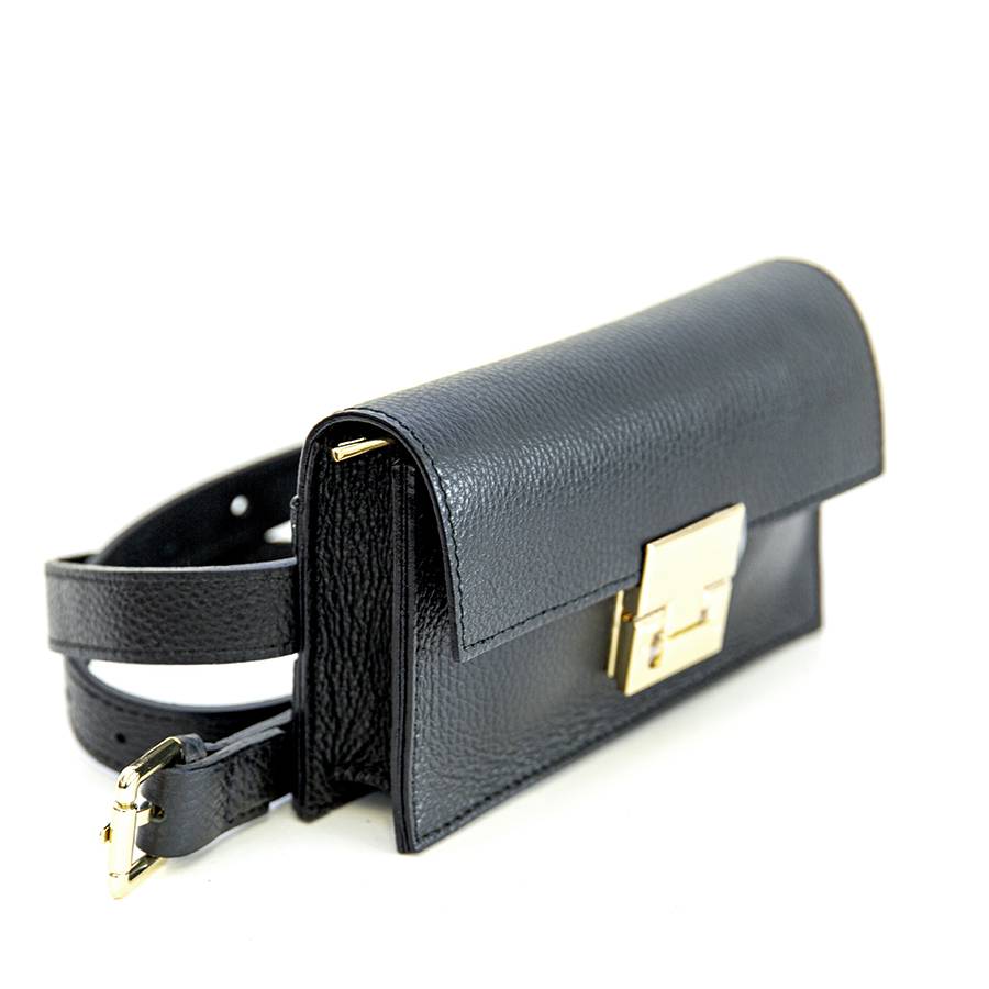 Laura Di Maggio CAROL – marsupio nero con chiusura oro Promozione Limitata