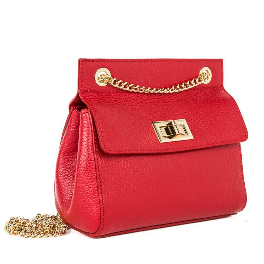 Laura Di Maggio GRETA – mini bag in pelle rossa con manici a catena Shopping Online
