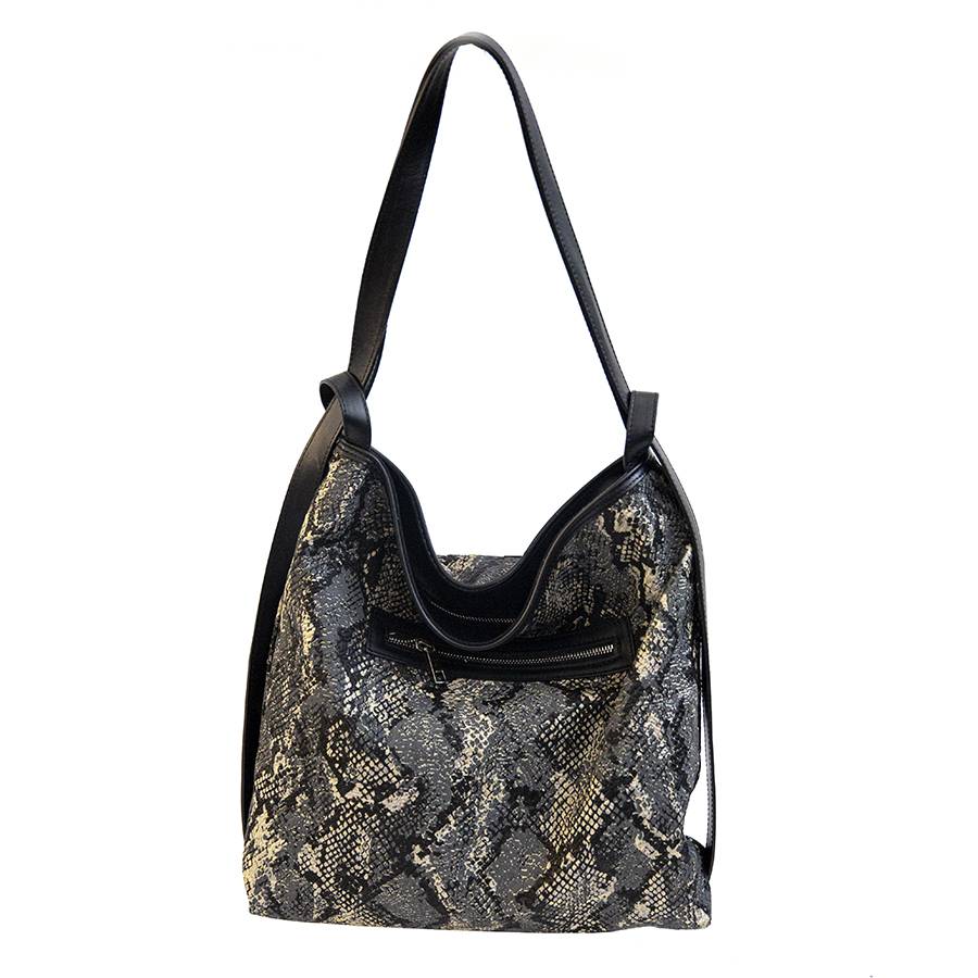 Laura Di Maggio VENICE – Zaino/borsa in pelle e tessuto pitonato Hotsell
